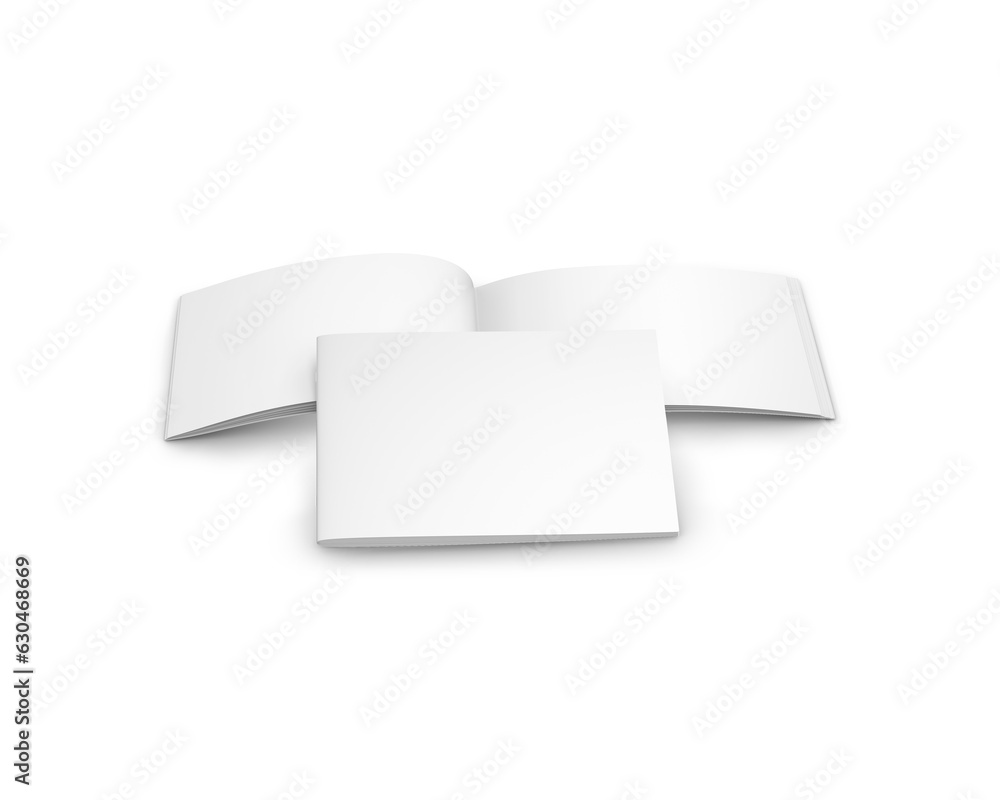 Blank White landscape brochure open isolated on a white background template Blank White landscape brochure open isolated on a white background template