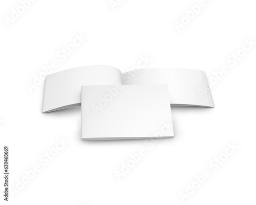 Blank White landscape brochure open isolated on a white background template