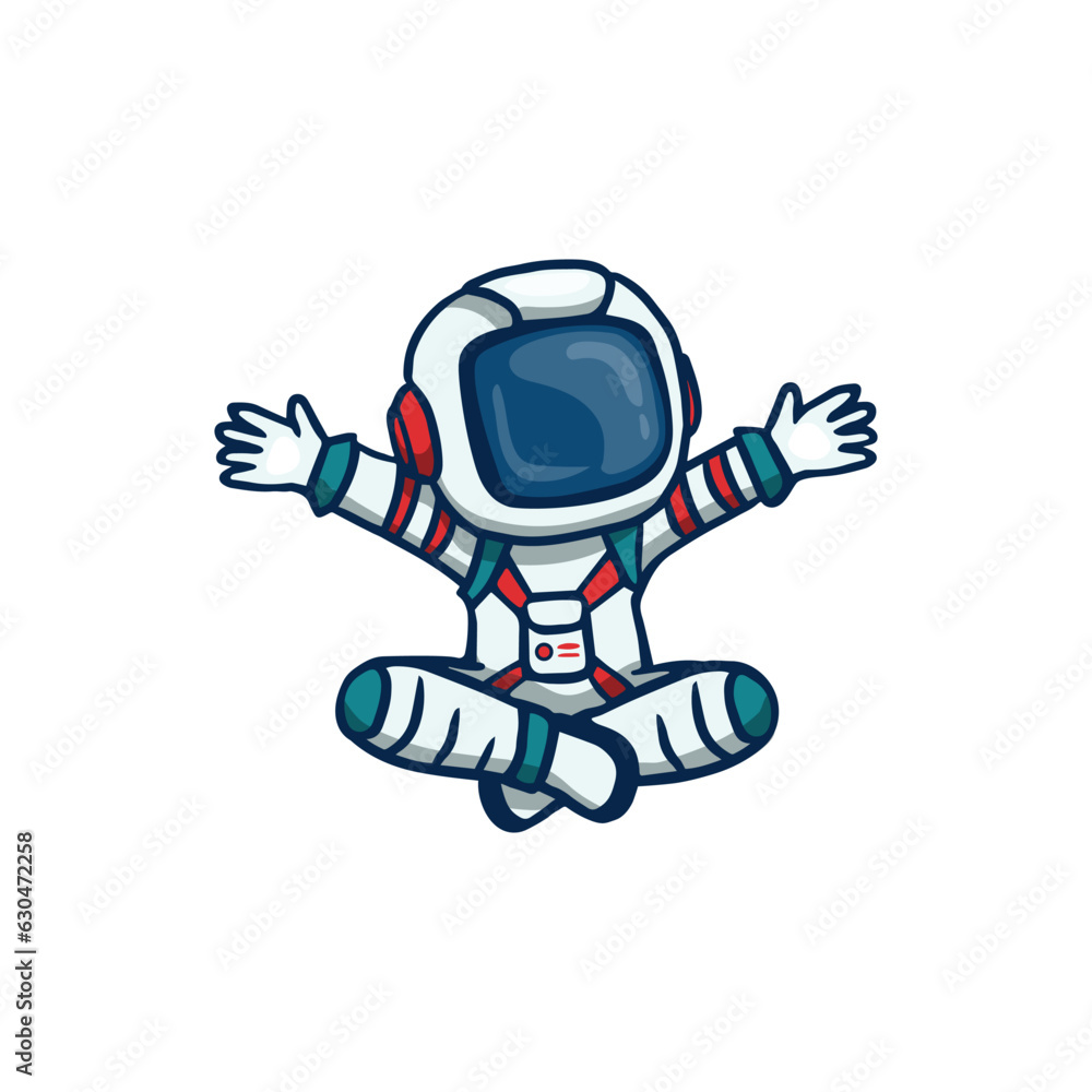 Cartoon astronaut isolated on white background. Funny cosmonaut. Doodle style. Vector