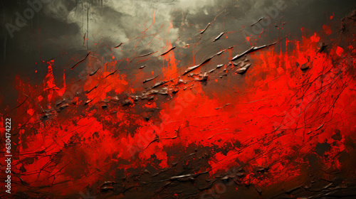 Abstract Horror Textured Abstract Image of a Red and Black Background with Splashes and Smears AI Generated