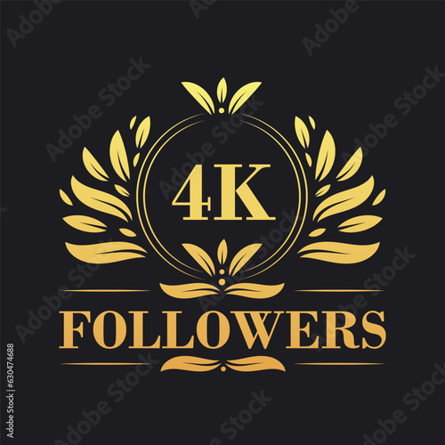 4K Followers celebration design. Luxurious 4K Followers logo for social media followers