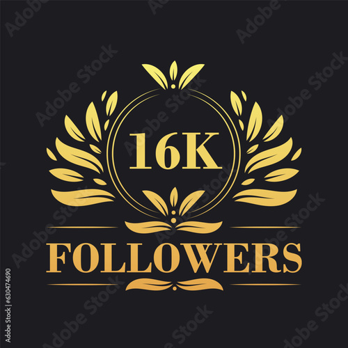 16K Followers celebration design. Luxurious 16K Followers logo for social media followers