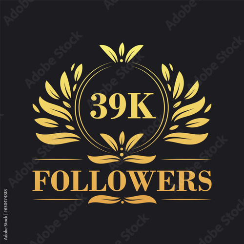 39K Followers celebration design. Luxurious 39K Followers logo for social media followers