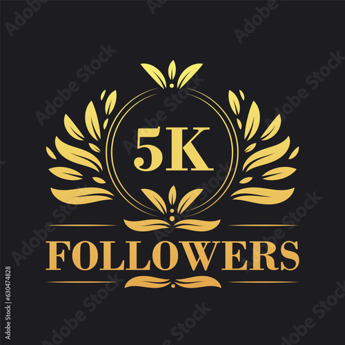 5K Followers celebration design. Luxurious 5K Followers logo for social media followers