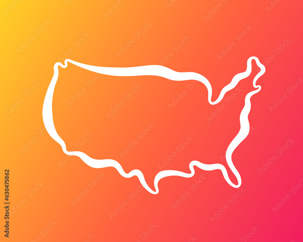 United States - Outline Map on Gradient Background United States - Outline Map on Gradient Background