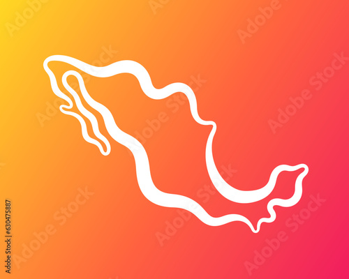 Mexico - Outline Map on Gradient Background