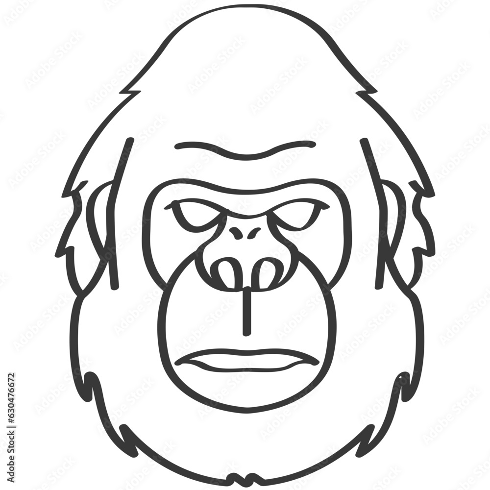 Vector hand drawn Gorilla face illustration