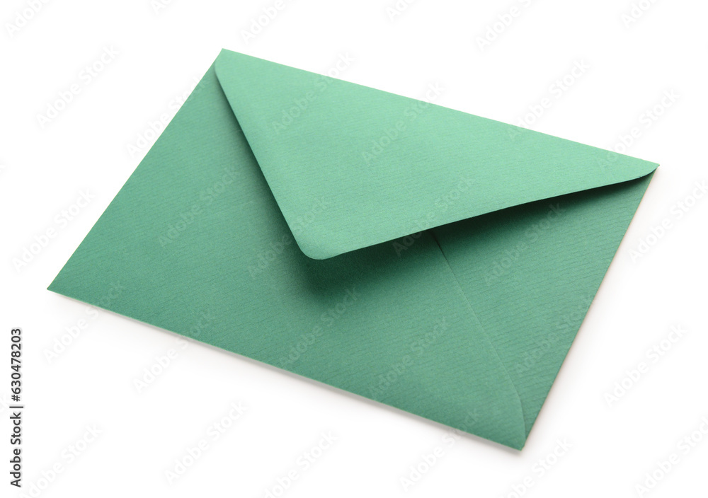 Green paper envelope isolated on white background Green paper envelope isolated on white background