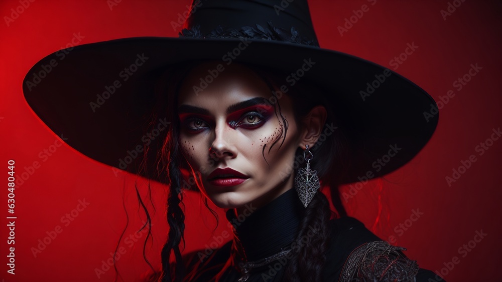 Portrait of a beautiful halloween witch, Generative AI Portrait of a beautiful halloween witch, Generative AI