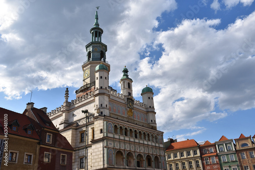 Poznan town hall, Poland, medieval historical landmark in old Polish town