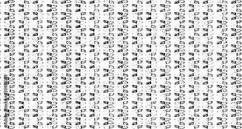 Monochrome texture composed of irregular graphic elements. Distressed uneven grunge background. Abstract vector illustration. Overlay for interesting effect and depth. Isolated on white background.