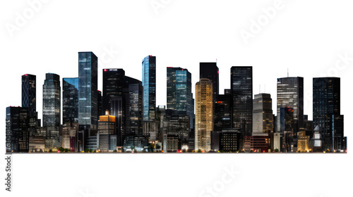 panoramic night city skyline isolated without background