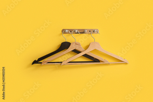 Empty wooden and plastic cl...