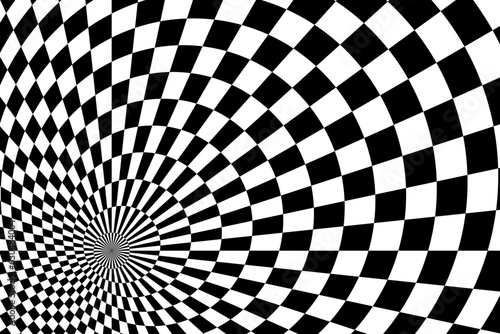 Vector abstract checkered background. Simple illustration with optical illusion  op art.