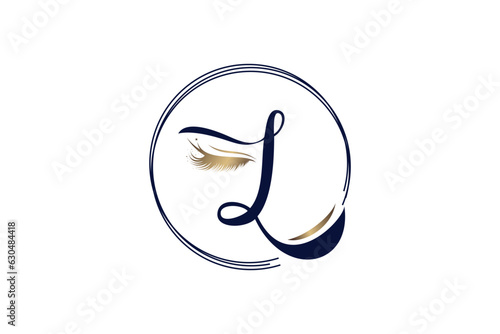 Eyelashes logo design vector with creative letter L