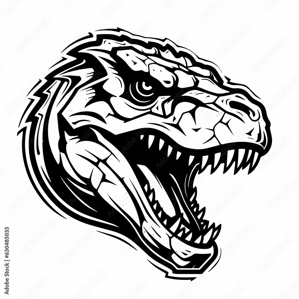 Dinosaur Tyrannosaurus Fangs Teeth Scary Monster Predator Jurassic Prehistoric Lizard Giant Tattoo Print Logo