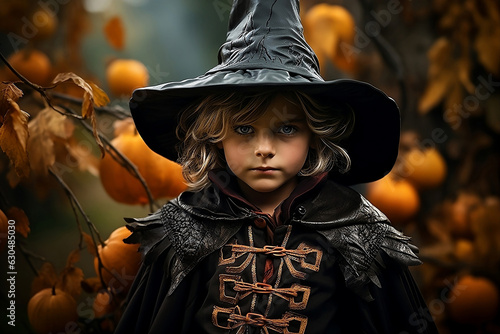 Boy in Halloween wizard costume. © Jminka