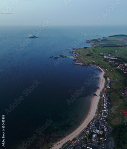 Dramatic aerial view of coastline in Northern Europe