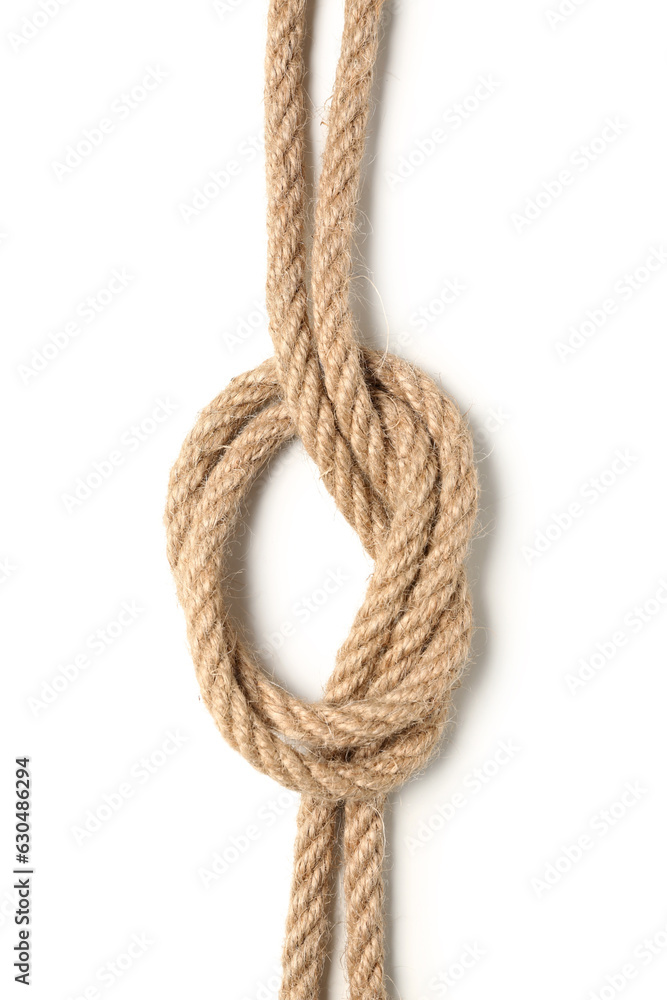 Ropes with knot on white background Ropes with knot on white background