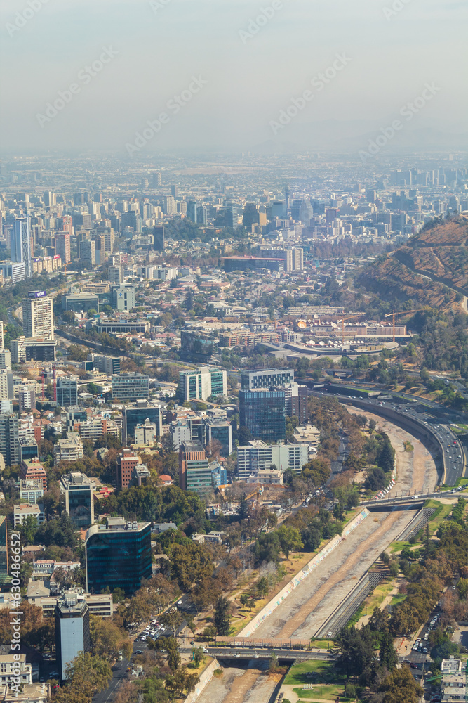 Obraz premium aerial view of the city Chile, Santiago landscape with its buildings 