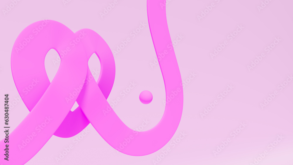 Ribbon forming a heart and a woman's breast, theme fight against breast cancer, 3d illustration Ribbon forming a heart and a woman's breast, theme fight against breast cancer, 3d illustration