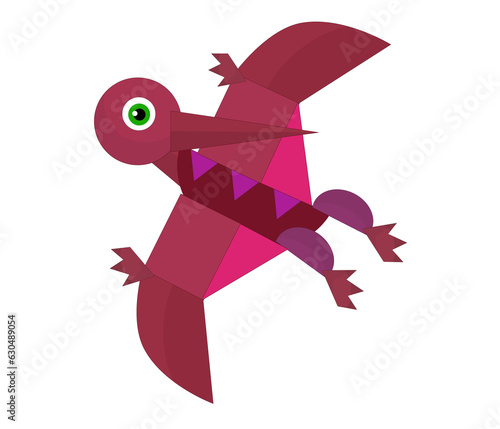 Cartoon dinosaur pterodactyl or other dino bird isolated illustration for kids photo