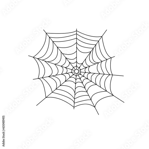 Spiderweb simple hand drawn vector outline illustration of doodle fancy Halloween scary decor elements, clipart perfect for Halloween party, cartoon spooky character