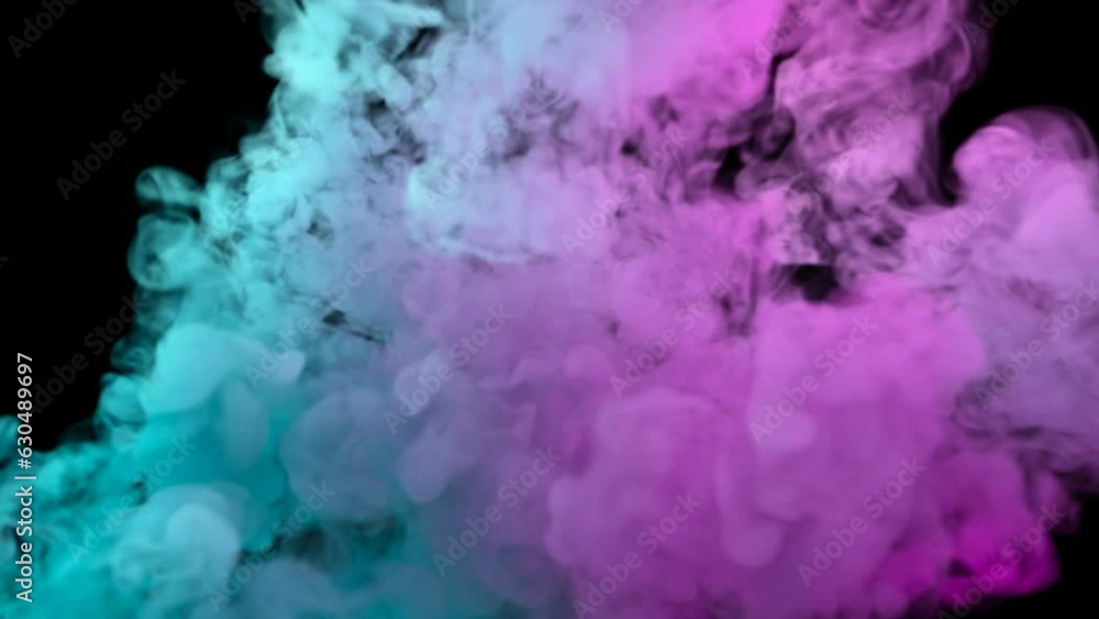 Neon back lit billowing smoke explosion on an alpha background in 4K at 30fps Neon back lit billowing smoke explosion on an alpha background in 4K at 30fps