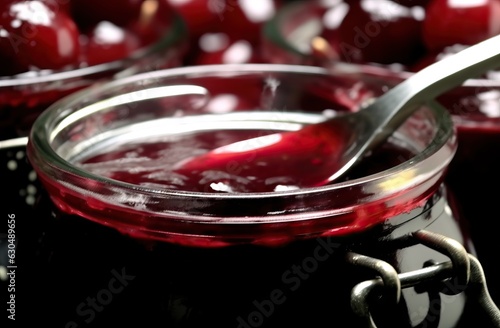 cherry juice being poured into a saucepan, close-up