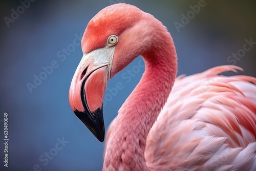 Flamingo in the park, close up of head and neck