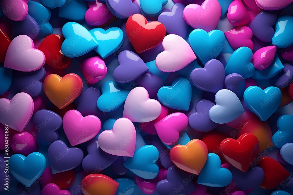 Whimsical Heartscapes: Playful and Colorful 3D Backgrounds Infused with Romantic Emotivity