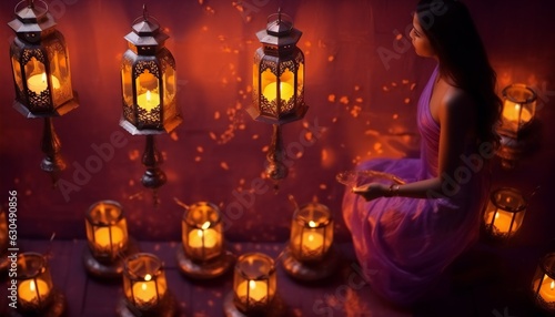Diwali, the festival of lights banner with copy space for text