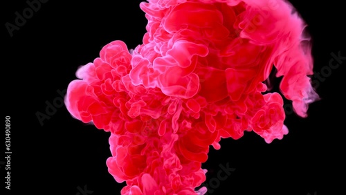 Swirling red smoke explosion in 4k 30fps with alpha background slow motion