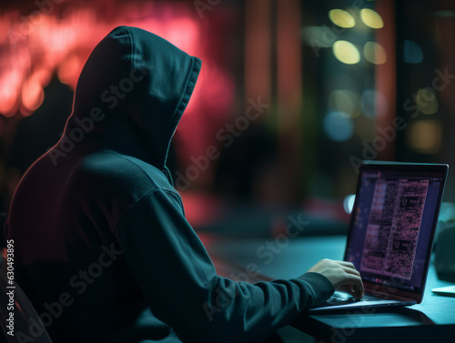 concept with noface hacker working with laptop 