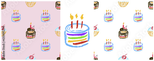 Set drawings with wax crayons. Print for cloth design, textile, fabric, wallpaper, wrapping paper