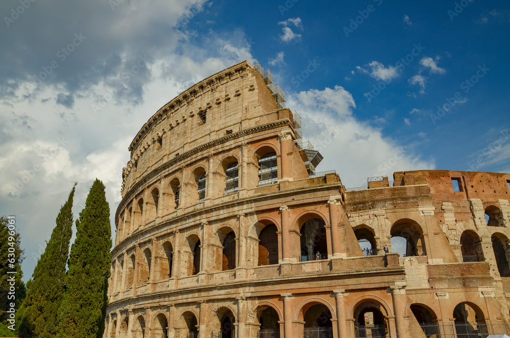 Western exterior side of the Colosseum, Rome, Italy