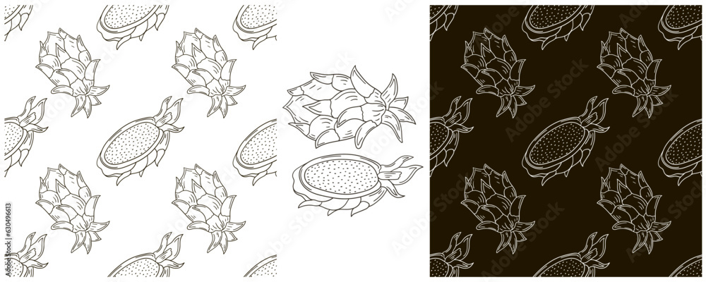 Fototapeta premium Monochrome Seamless pattern. Set in hand draw style. Can be used for fabric and etc