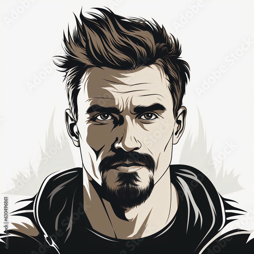 Minimalistic Vector Icon with Goatee Beard. Generative AI.