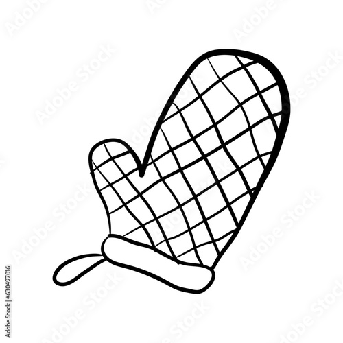 Kitchen glove line icon. Doodle oven glove.