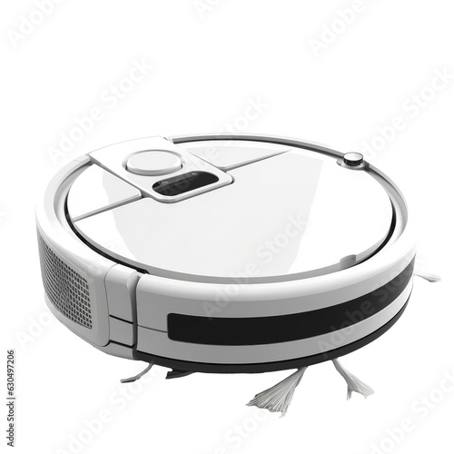Obraz na płótnie smart robot vacuum cleaner, isolated transparent background. Generative AI