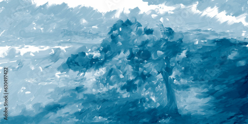 Impressionistic Dark Yet Uplifting Summer Trees on the Hillside - Digital Painting/Illustration/Art/Artwork Background or Backdrop, or Wallpaper
