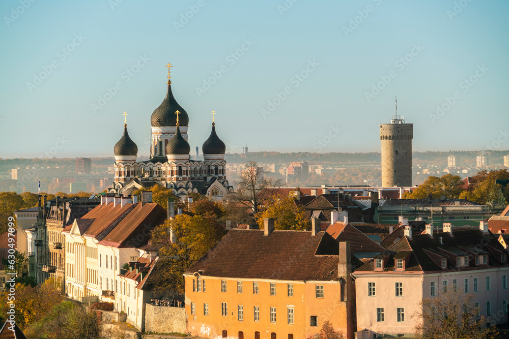 The old town of Tallinn with Alexander Nevsky Cathedral, russian church, Tallinn, Estonia