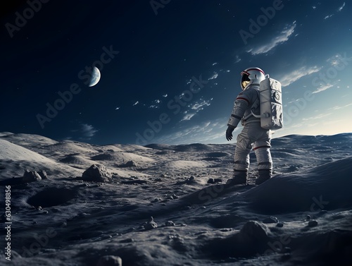 Blick ins Universum: Astronaut auf dem Mond photo