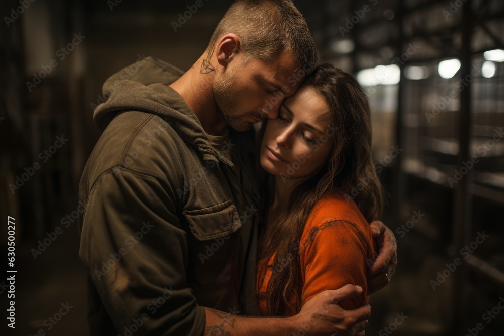 A heartwarming image of an inmate embracing their loved one during a prison visit, evoking emotions of hope and connection. Generative Ai A heartwarming image of an inmate embracing their loved one during a prison visit, evoking emotions of hope and connection. Generative Ai