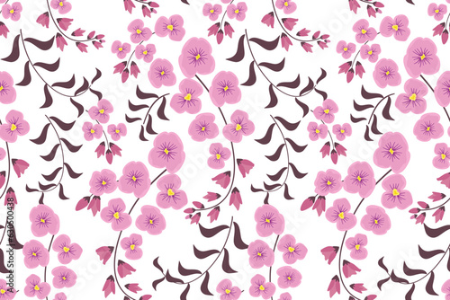 seamless floral pattern pink orchid pattern vector illustration