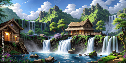 Luxurious Hidden Old Nature Village Environment Surrounded By Beautiful Waterfalls