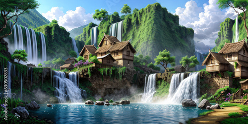 Luxurious Hidden Old Nature Village Environment Surrounded By Beautiful Waterfalls
