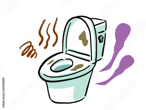 汚いトイレの手描き風イラスト
