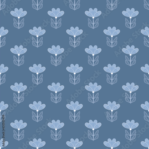 Monochrome simple floral seamless pattern.
