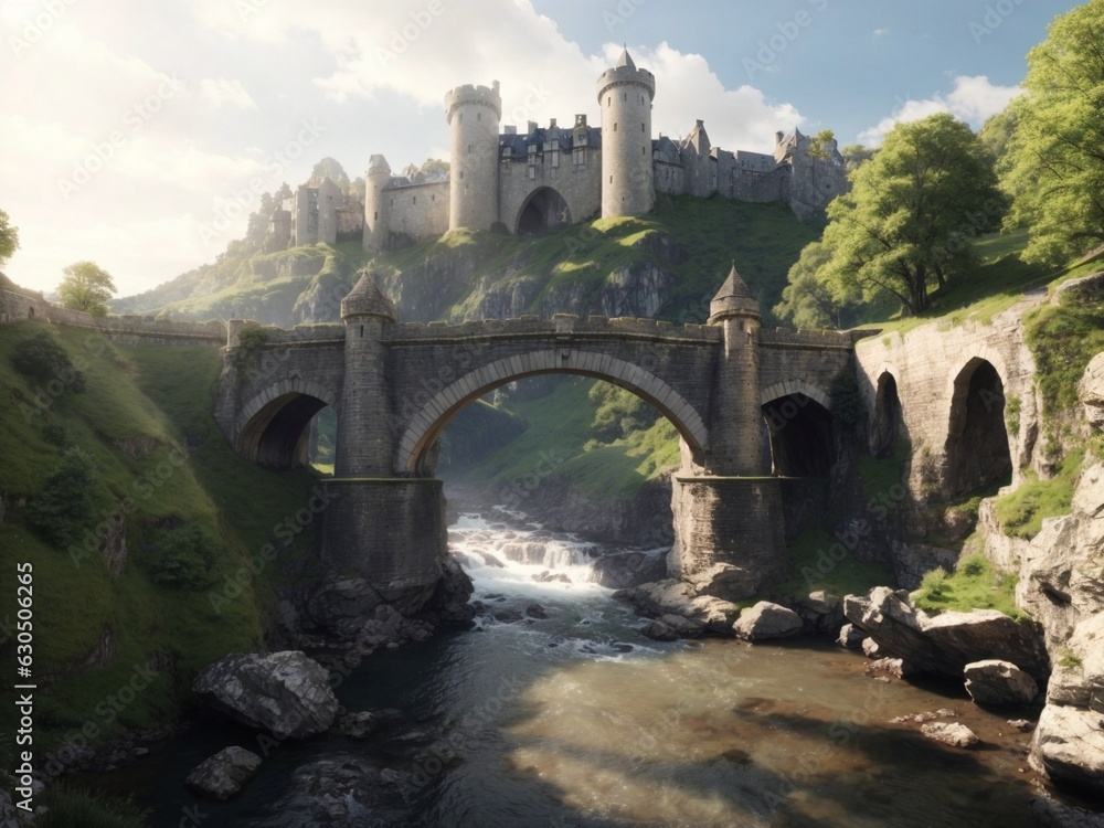 Obraz premium A Castle and a bridge